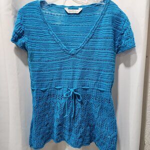 Sasha Crochet style Lacy Chemise blue top or swim cover up